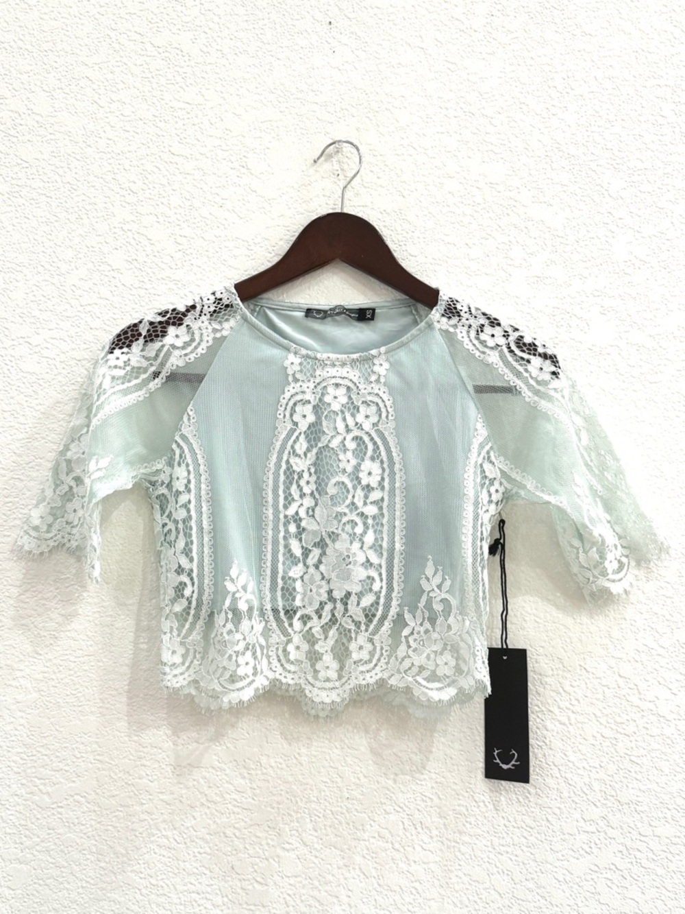 NWT For Love & Lemons Lace Two Piece Set Crop Top & Mini Skirt Boho Romantic XS - Picture 5 of 14